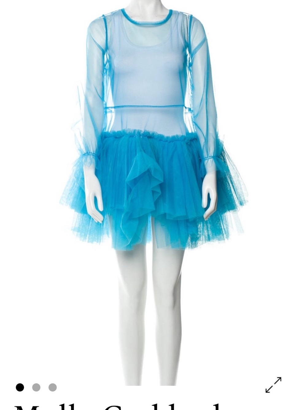 MOLLY GODDARD Blue Scoop Neck Mini Dress
